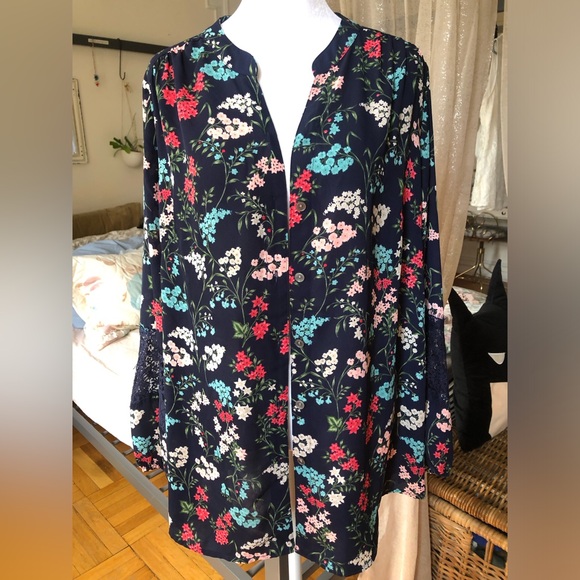 CHARTER CLUB WOMENS FLORAL PATTERNED BLOUSE 💐 - Picture 1 of 7